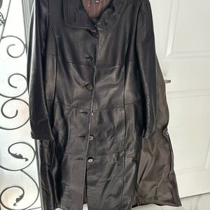 Danier long leather jacket size L